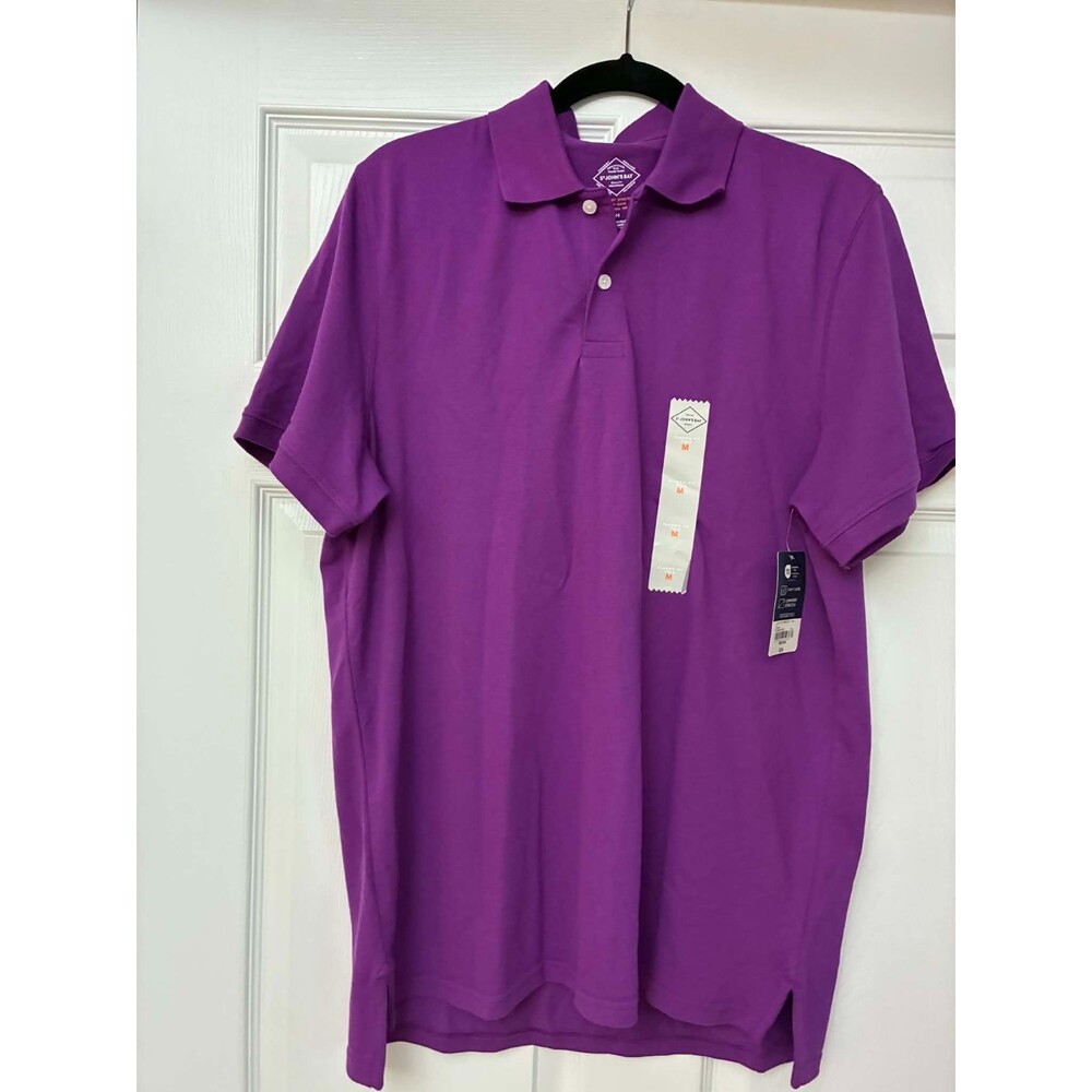 St. John's Bay Men's Polo Shirt Medium Purple Classic Fit Stretch NWT